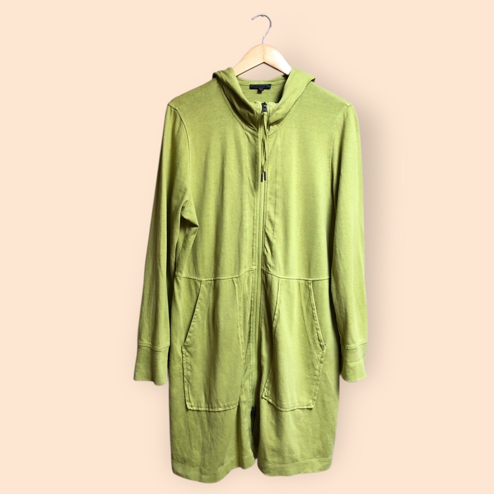 OSKA Green Hooded Zip-Up Lightweight Hemp Jacket Oversized Long Germany Women 2
